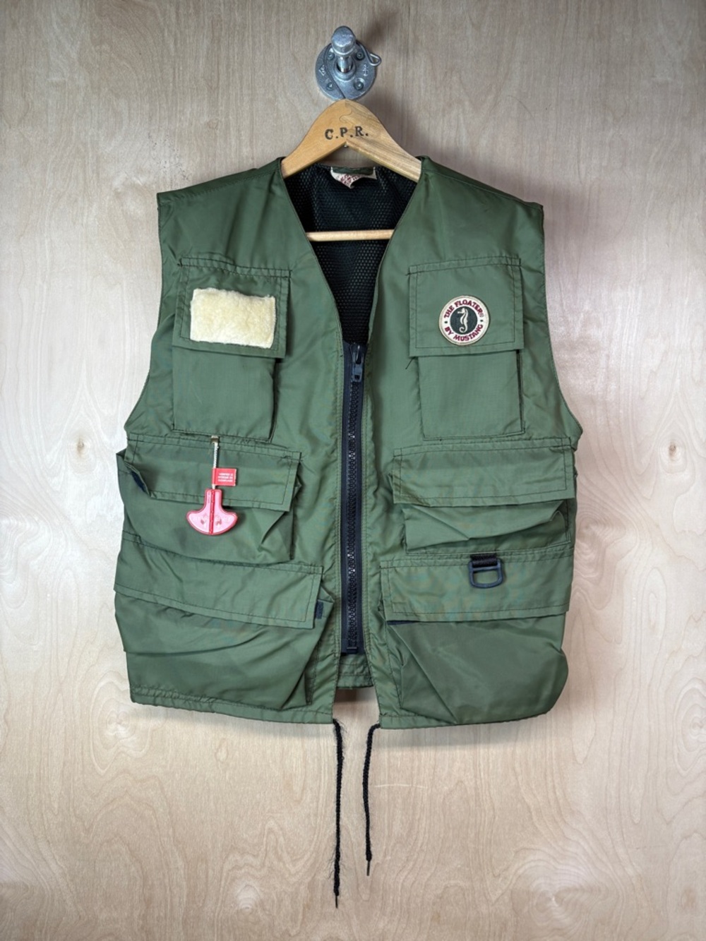 Men's Olive Green Utility Angler PFD Vest with Multi-Pocket Design